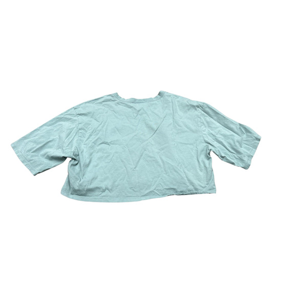 Ivy Park Adidas Women's Size Medium Aqua Logo Short Sleeve Crop Top Oversized - Picture 2 of 7